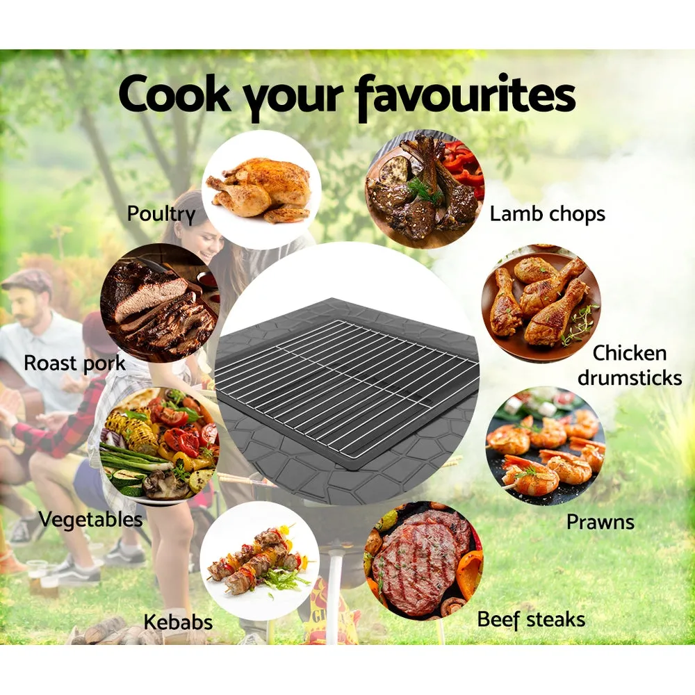2-in-1 Fire Pit BBQ Table, Steel Frame, Stone Top, Grillz