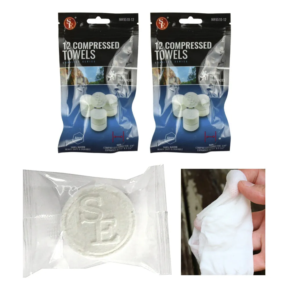 24 X Tablet Wash Cloths Compressed Towels Capsules Camping Wipes Survival Kits