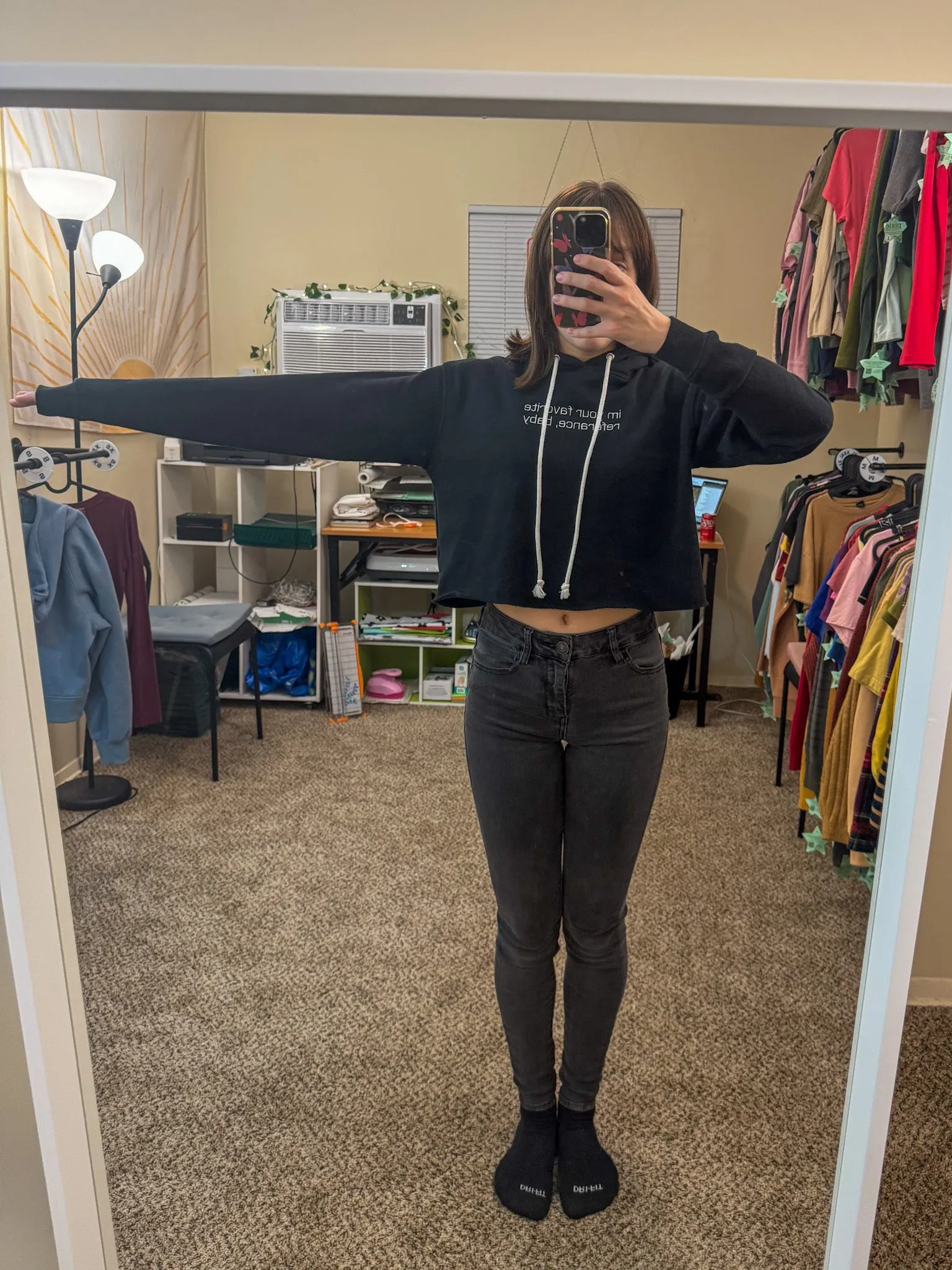 360 Black Cropped Hoodie XS
