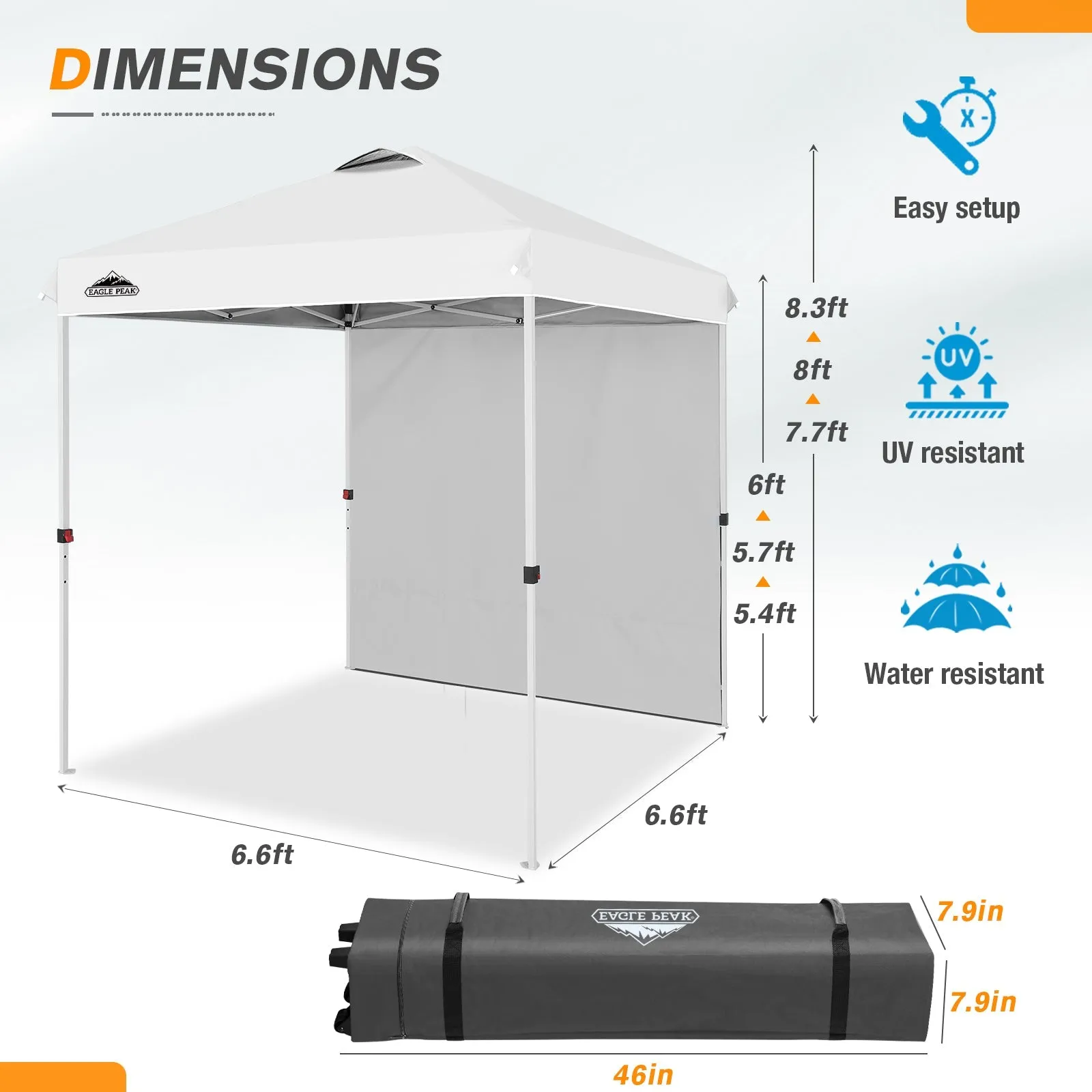 6.6x6.6 Pop Up Canopy Tent with Sidewall