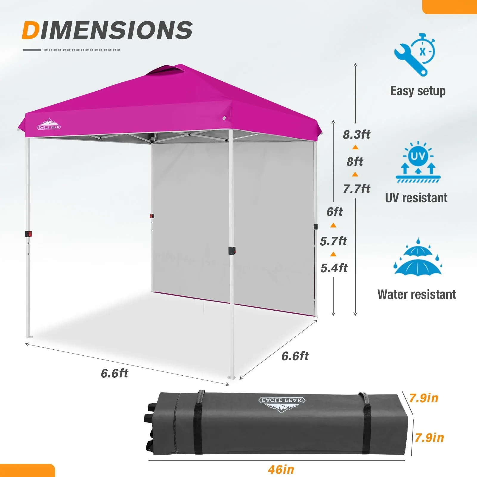 6.6x6.6 Pop Up Canopy Tent with Sidewall