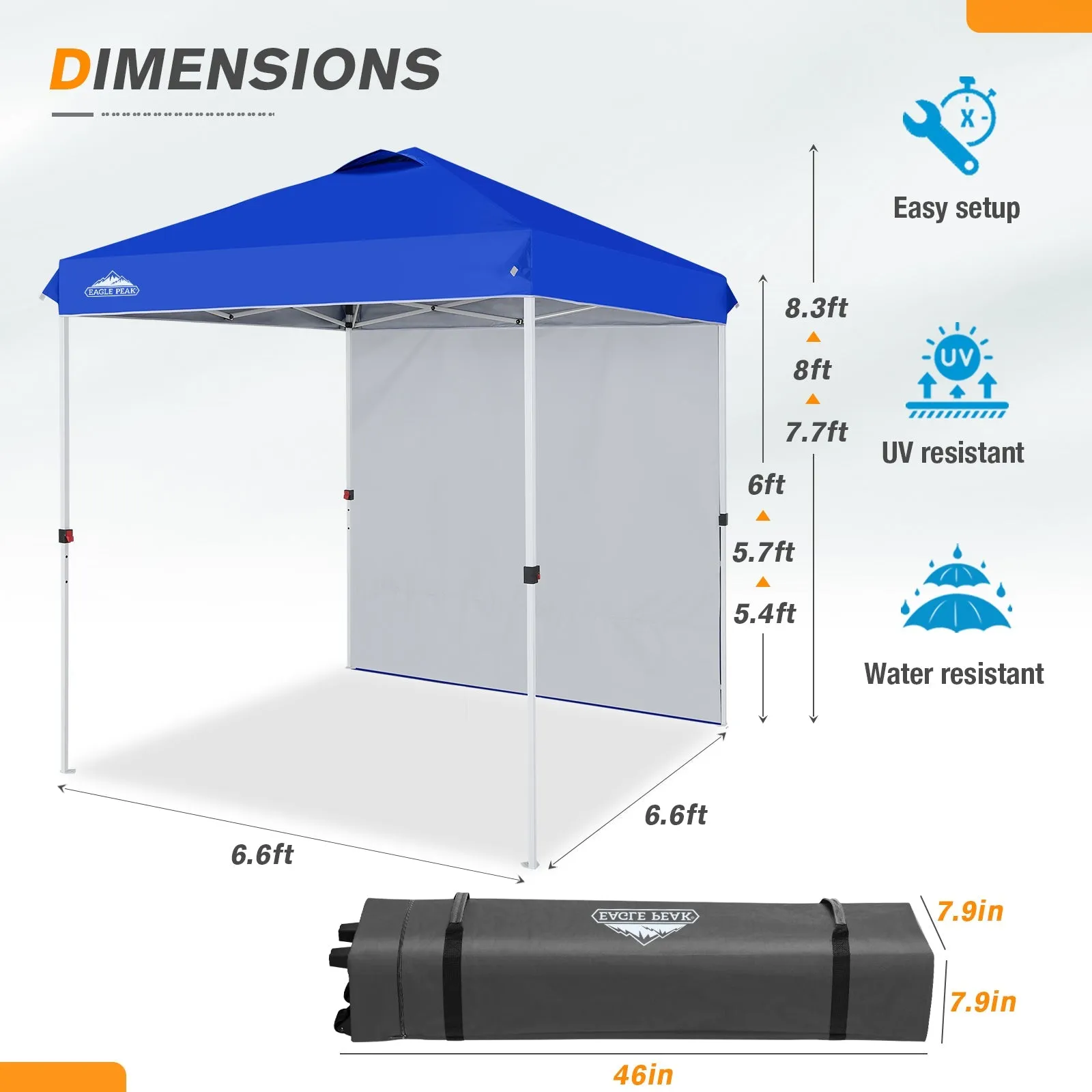 6.6x6.6 Pop Up Canopy Tent with Sidewall