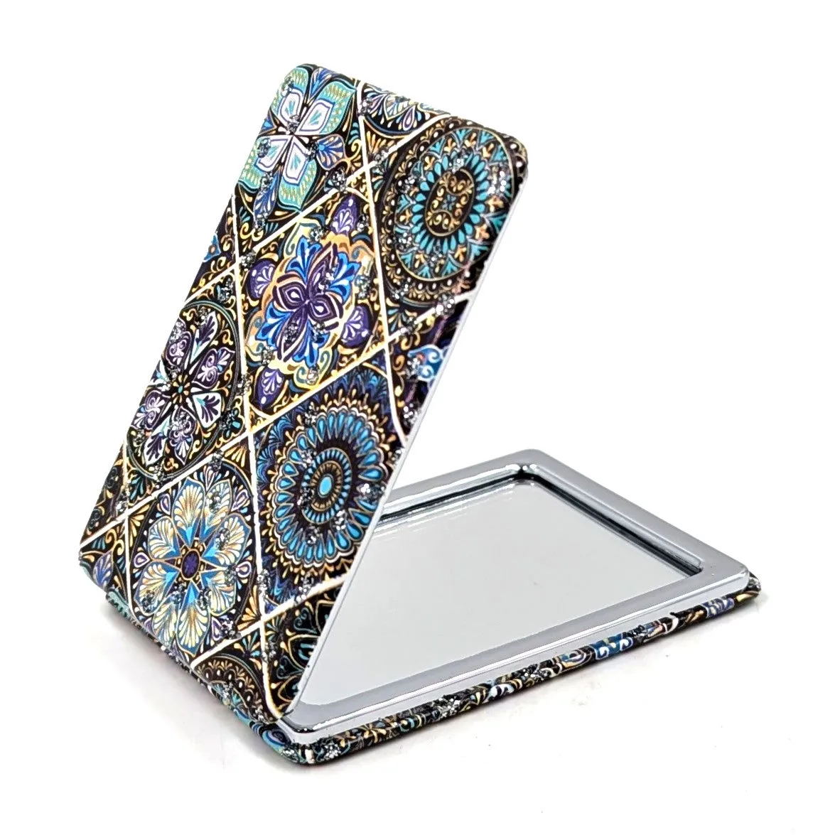 A lattice of mini mandalas and crystals compact mirror