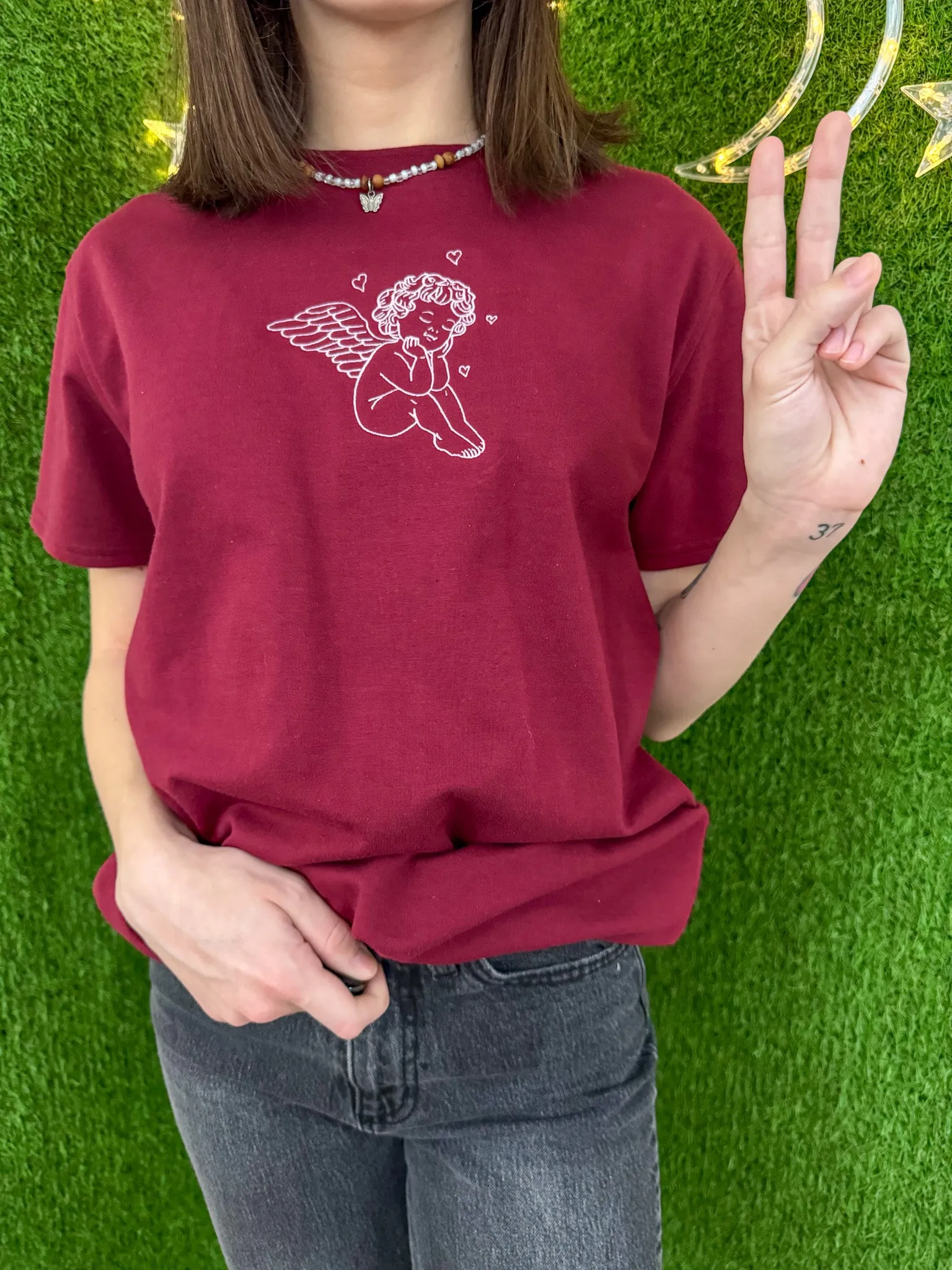 Angel Baby Maroon Tee with Zipper Sides S