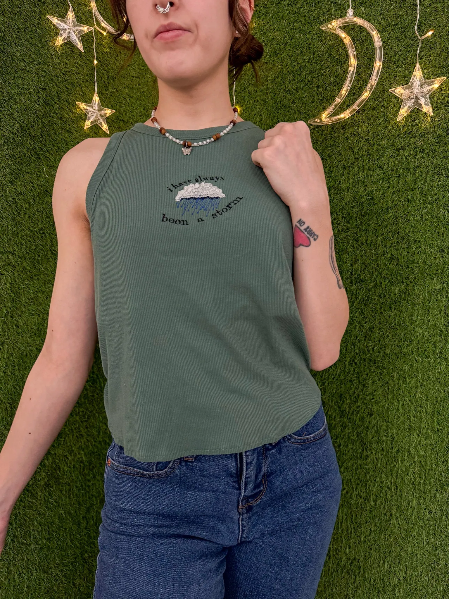 Been a Storm Green Halter Tank XL