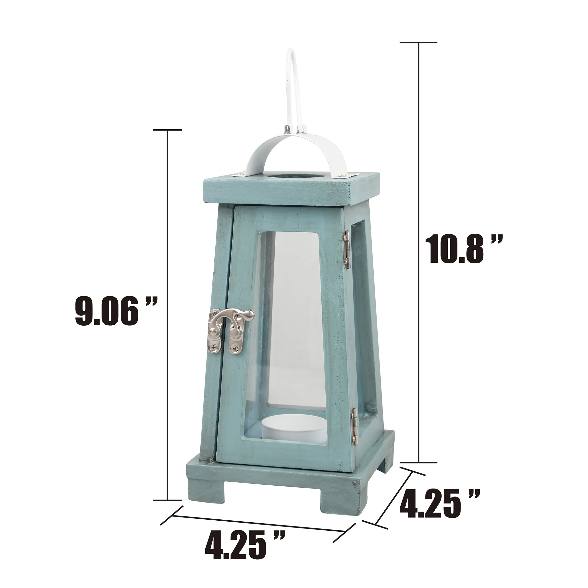 Coastal Worn Blue Wood Lantern (WS)