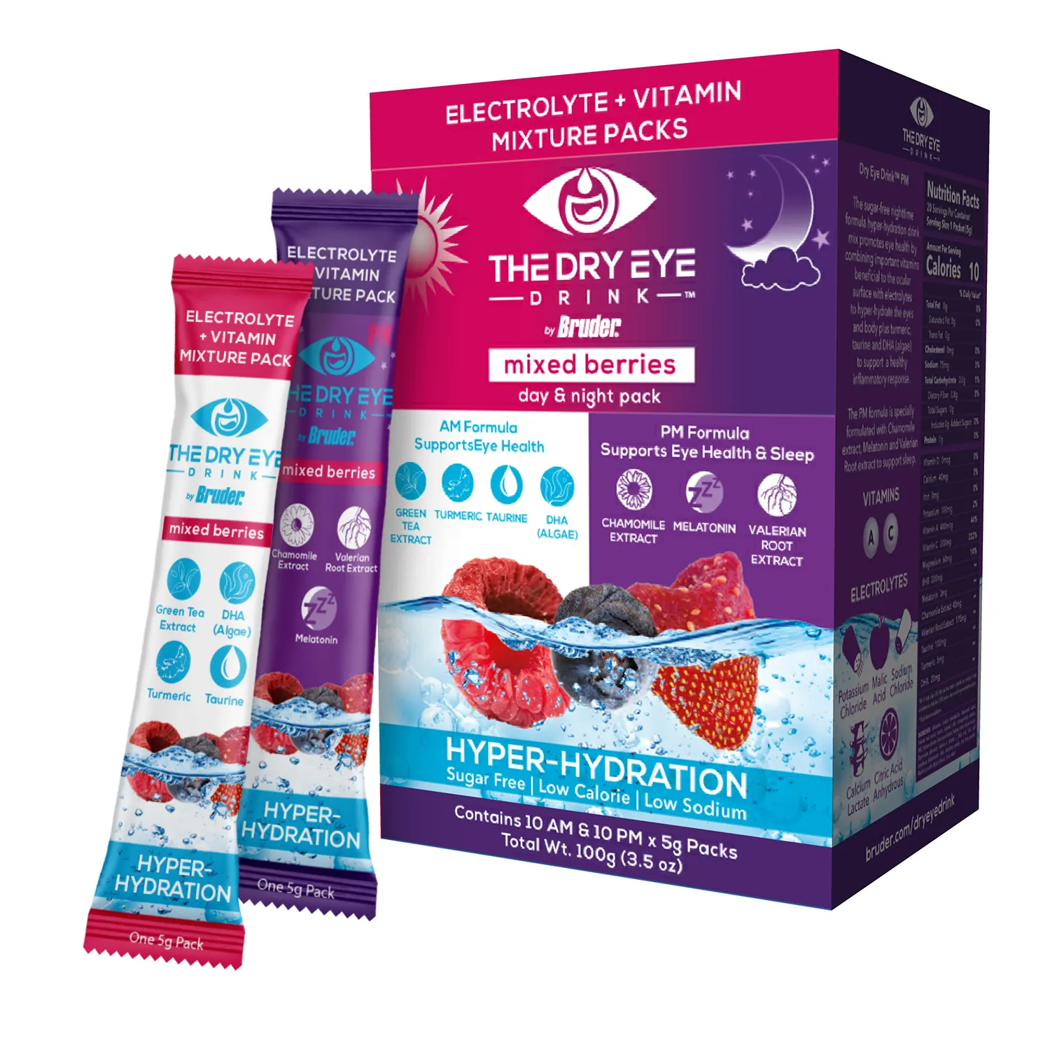 Dry Eye Drink - Mixed Berries AM/PM Combo Flavor (Case of 12)