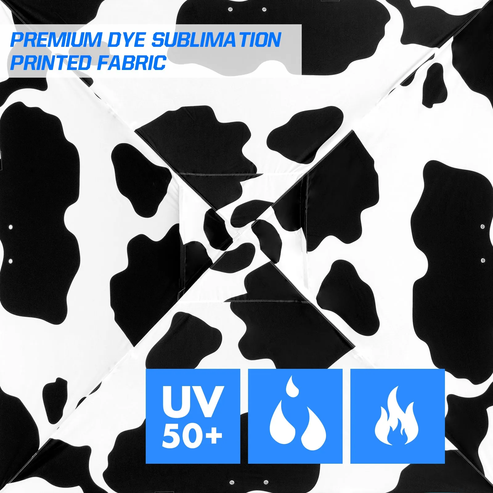 Eagle Peak SHADE GRAPHiX Easy Setup 10x10 Pop Up Canopy Tent with Digital Printed Cow Print Top