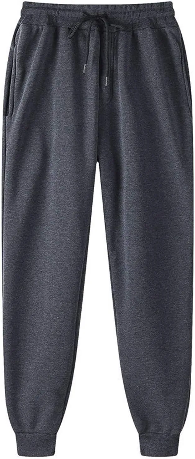 Mens Solid Color Sweatpant Trendy Drawstring Stretch Waist Straight Trousers Jogger Pants Workout Running Casual Pant