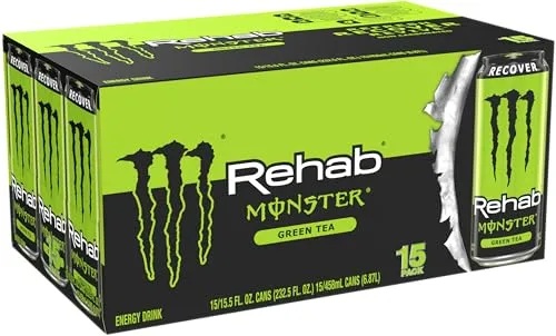 Monster Energy Rehab Green Tea   Energy, Energy Iced Tea, Energy Drink 15.5 Ounce (Pack of 15)
