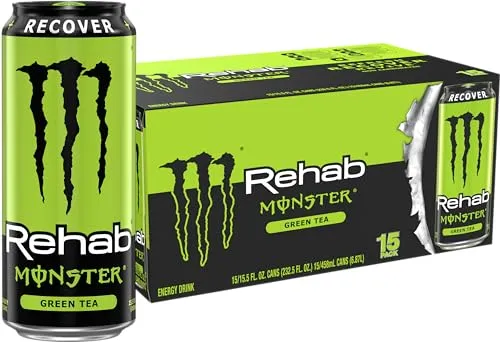 Monster Energy Rehab Green Tea   Energy, Energy Iced Tea, Energy Drink 15.5 Ounce (Pack of 15)