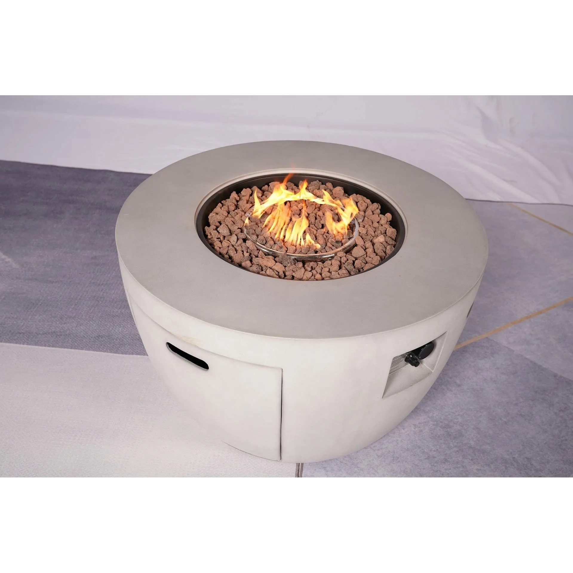 Patio Light Gray Stainless Steel Fire Pit Table with Rain Cover