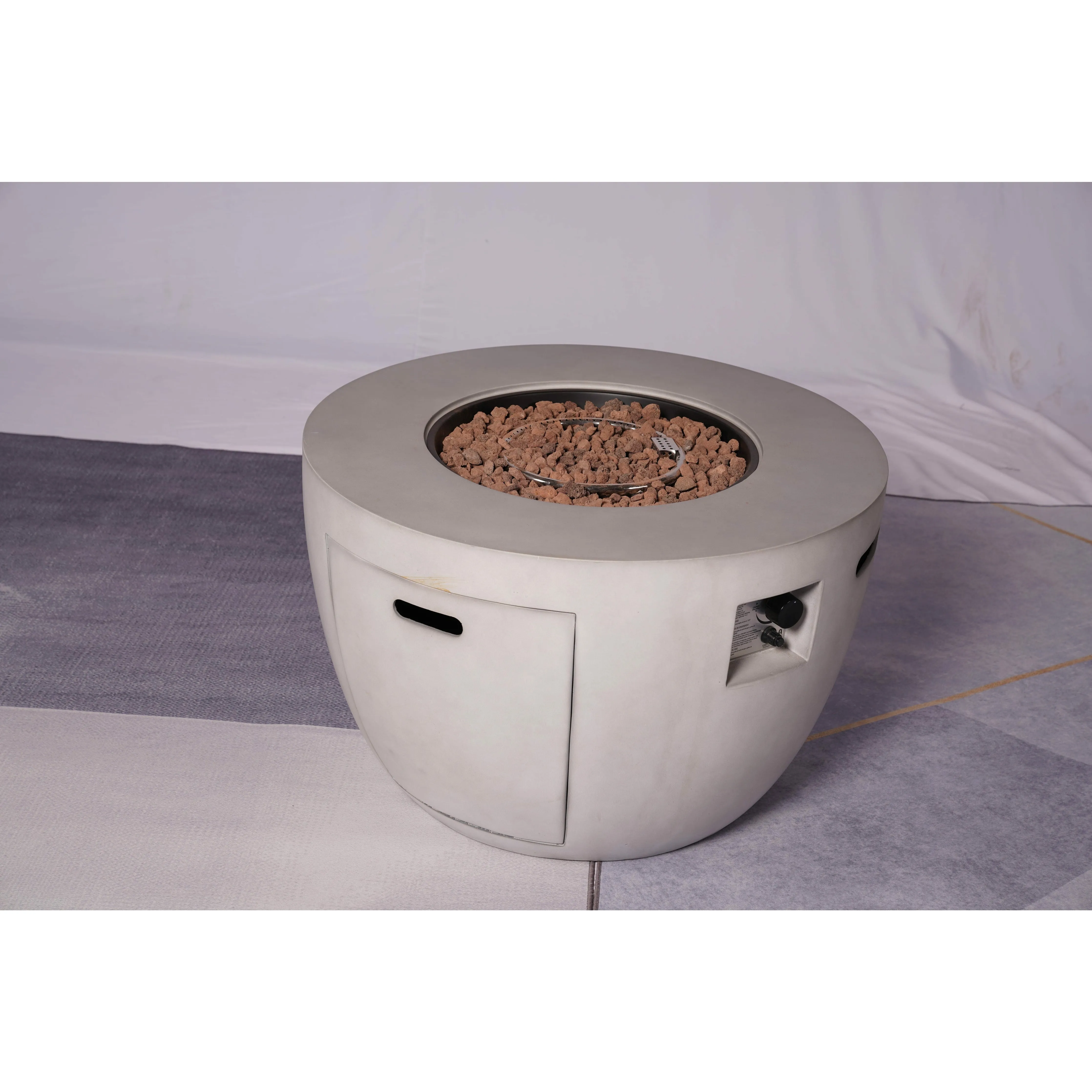 Patio Light Gray Stainless Steel Fire Pit Table with Rain Cover