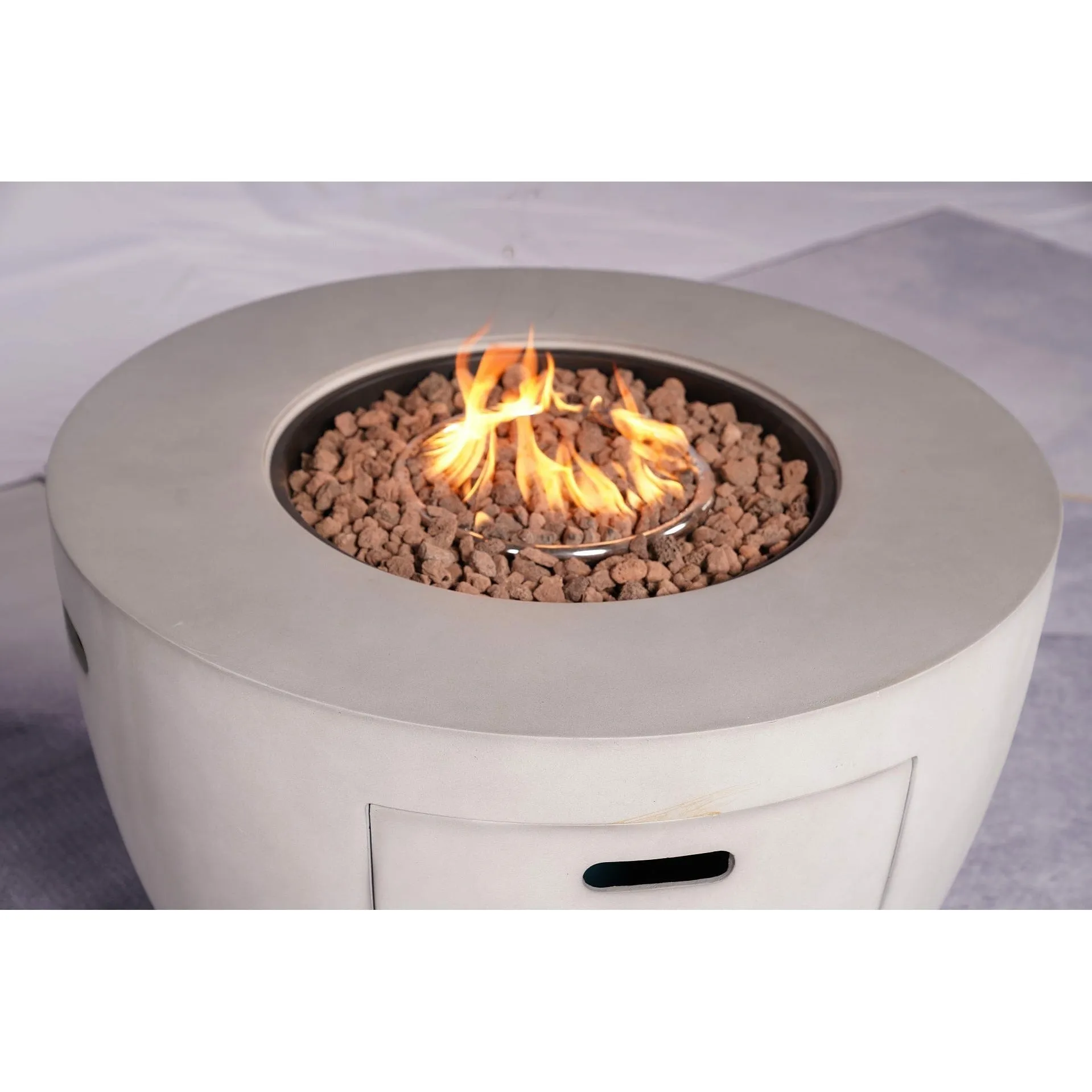 Patio Light Gray Stainless Steel Fire Pit Table with Rain Cover
