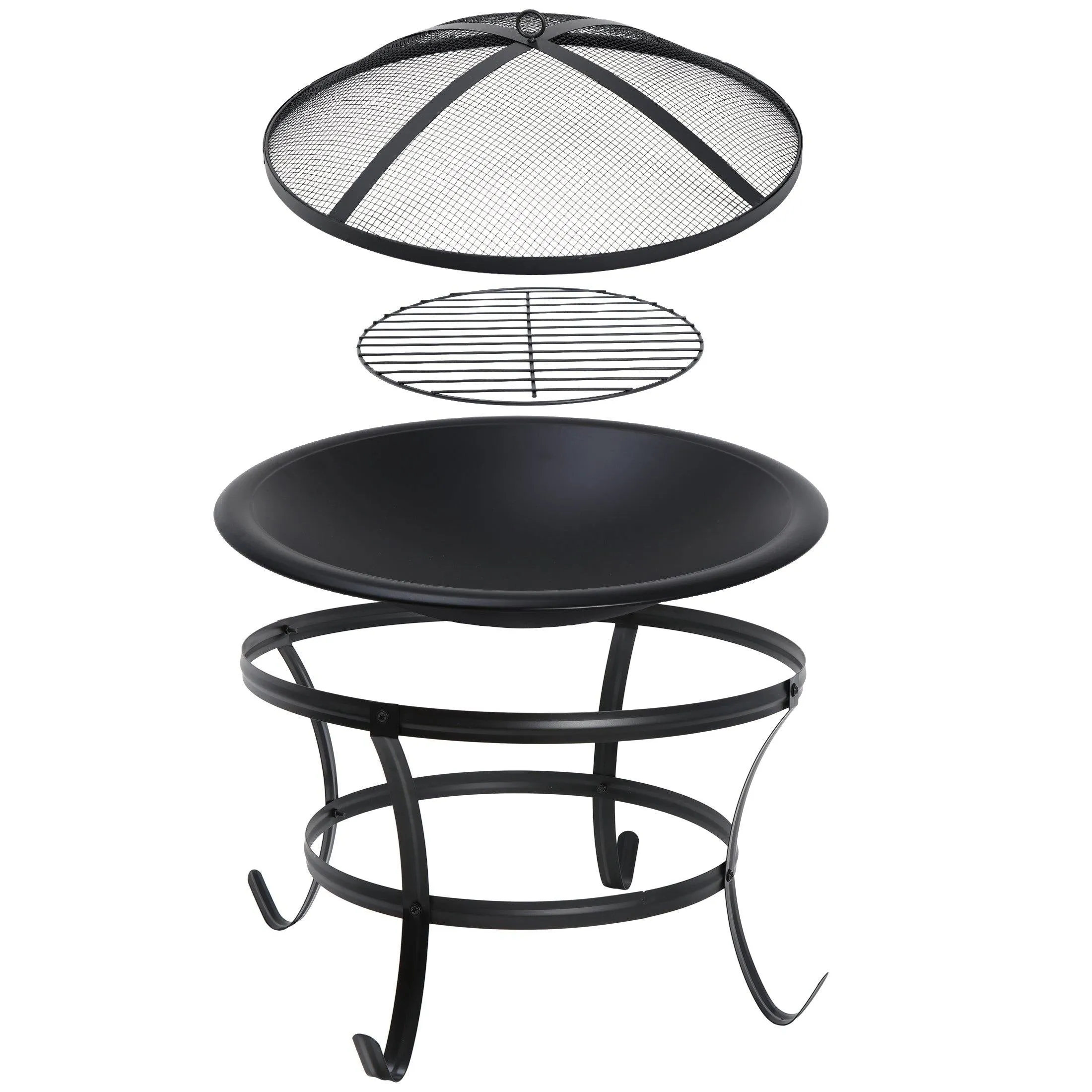 ZENY™ 22’’ Outdoor Fire Pits Patio Fire Bowl BBQ Grill Firepit for Backyard Camping Picnic Bonfires